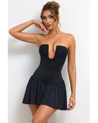 Oh Polly - Slinky Jersey Strapless Plunge Neck Mini Dress - Lyst
