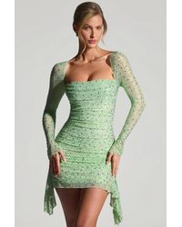 Oh Polly - Embellished Draped Cowl-Neck Mini Dress - Lyst