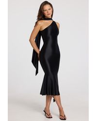 Oh Polly - Asymmetric Scarf-Detail Midaxi Dress - Lyst