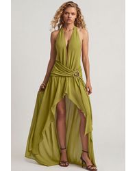 Oh Polly - Asymmetric Halterneck Maxi Dress - Lyst