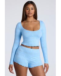 Oh Polly - Mid Rise Pointelle Mini Shorts - Lyst