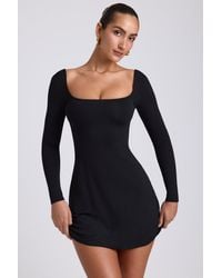 Oh Polly - Modal Square Neck Long Sleeve Mini Dress - Lyst