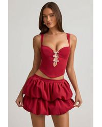 Oh Polly - Layered Bubble Hem Mid-Rise Mini Skirt - Lyst