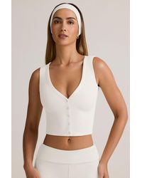 Oh Polly - Modal Ribbed Button-Up Vest Top - Lyst