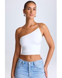 Oh Polly - One-Shoulder Lace-Up Top - Lyst