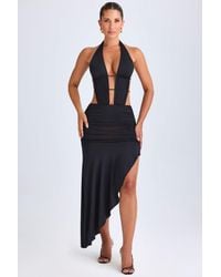 Oh Polly - Asymmetric Cut-Out Halterneck Midaxi Dress - Lyst