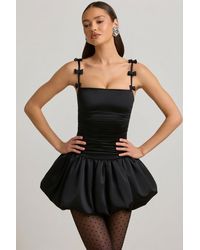 Oh Polly - Bow-Detail Ruched Bubble Hem Mini Dress - Lyst