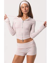 BO+TEE - Ribbed Jersey Cropped Hoodie - Lyst