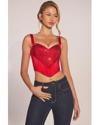 Oh Polly - Sweetheart-Neck Lace-Up Corset Top - Lyst