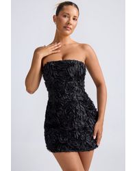 Oh Polly - Floral-Appliqué Bandeau A-Line Mini Dress - Lyst