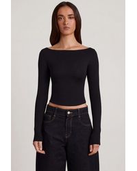 Oh Polly - Modal Boat-Neck Long-Sleeve Top - Lyst