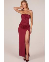 Oh Polly - Bandeau Draped Thigh-High Maxi Dress - Lyst