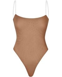 Oh Polly - Soft Mesh Invisible Strap Thong Bodysuit - Lyst