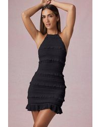 Oh Polly - Ruffled Backless Halterneck Mini Dress - Lyst
