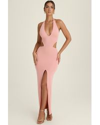 Oh Polly - Cut-Out Halterneck Maxi Dress - Lyst