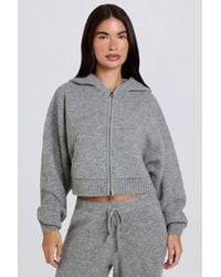 BO+TEE - Soft Knit Zip-Up Cropped Hoodie - Lyst