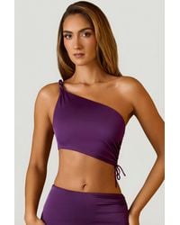 Oh Polly - Ruched Asymmetric Crop Top - Lyst