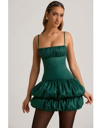 Oh Polly - Satin Bubble Hem Corset Mini Dress - Lyst