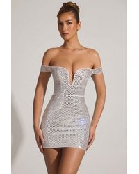 Oh Polly - Embellished Off-Shoulder Mini Dress - Lyst