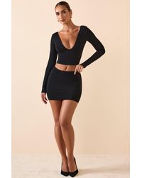 Oh Polly - Modal Plunge Long-Sleeve Top - Lyst