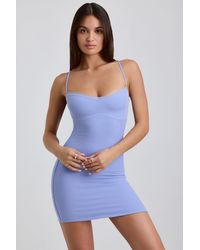 Oh Polly - Ribbed Modal Lace-Trim Mini Dress - Lyst