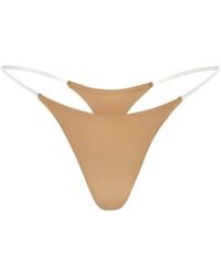Oh Polly - Seamless Knit Clear Strap Thong - Lyst