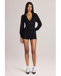 Oh Polly - Knit Long-Sleeve Romper - Lyst