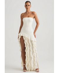 Oh Polly - Ruffle-Trim Strapless Gown - Lyst