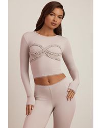 Oh Polly - Modal Lace-Trim Appliqué Pyjama Top - Lyst