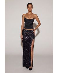Oh Polly - Embellished Mid-Rise Thigh-Split Maxi Skirt - Lyst