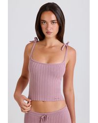 BO+TEE - Ribbed Knit Tie Tank Top - Lyst