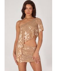 Oh Polly - Embellished One-Shoulder Asymmetric Top - Lyst