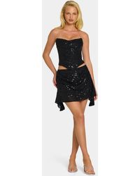 Oh Polly - Embellished Draped Mid-Rise Mini Skirt - Lyst