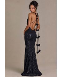 Oh Polly - Embellished Plunge Open-Back Gown - Lyst