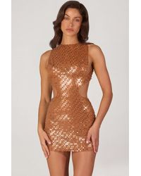 Oh Polly - Embellished High-Neck Mini Dress - Lyst