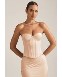 Oh Polly - Satin Lace-Up Corset Top - Lyst