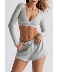 BO+TEE - Brushed Jersey V-Neck Crop Top - Lyst