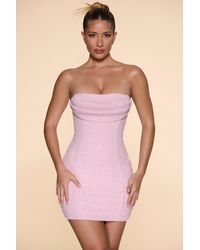Oh Polly - Embellished Strapless Cowl Neck Mini Dress - Lyst