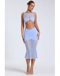 Oh Polly - Sheer Panelled Draped Midaxi Skirt - Lyst