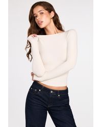 Oh Polly - Ribbed Modal Ruched Long-Sleeve Top - Lyst