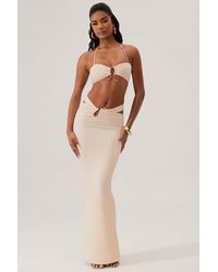 Oh Polly - Ruched Waist Hardware Detail Maxi Skirt - Lyst