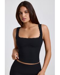 Oh Polly - Ribbed Modal Lace-Trim Tank Top - Lyst