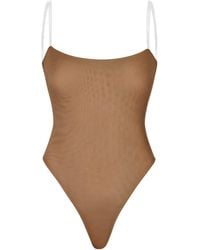 Oh Polly - Soft Mesh Invisible Strap Thong Bodysuit - Lyst