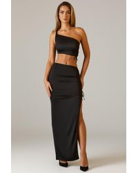 Oh Polly - Ruched Asymmetric-Waist Maxi Skirt - Lyst