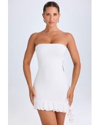 Oh Polly - Ruffle-Trim Cut-Out Bandeau Mini Dress - Lyst