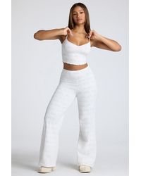 Oh Polly - Mid Rise Straight Leg Pointelle Trousers - Lyst