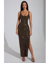 Oh Polly - Embellished Scoop-Neck Thigh-Split Maxi Dress - Lyst