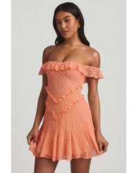 Oh Polly - Off-Shoulder Lace A-Line Mini Dress - Lyst