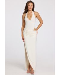 Oh Polly - Deep Plunge Halterneck Maxi Dress - Lyst