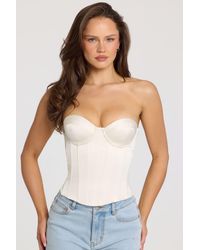 Oh Polly - Satin Lace-Up Corset Top - Lyst